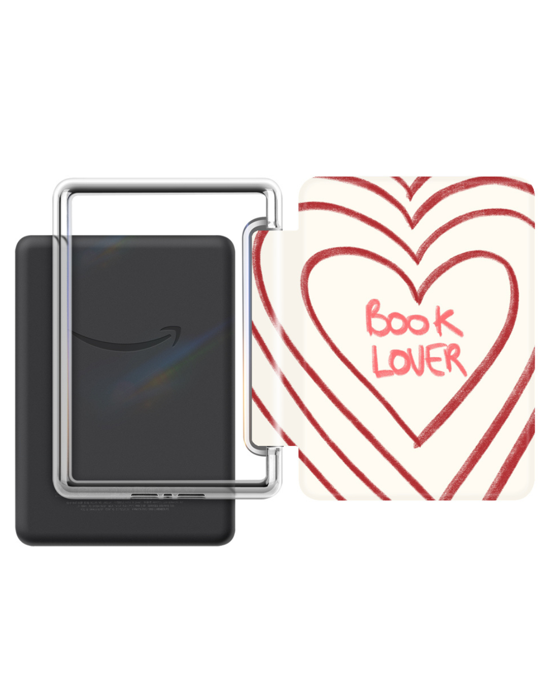 Bookish Kindle 12th Gen 7" Cases with Strap Soft Close Auto Wake Foldable Stylish Front Design Clear Back for Stickers or Inserts