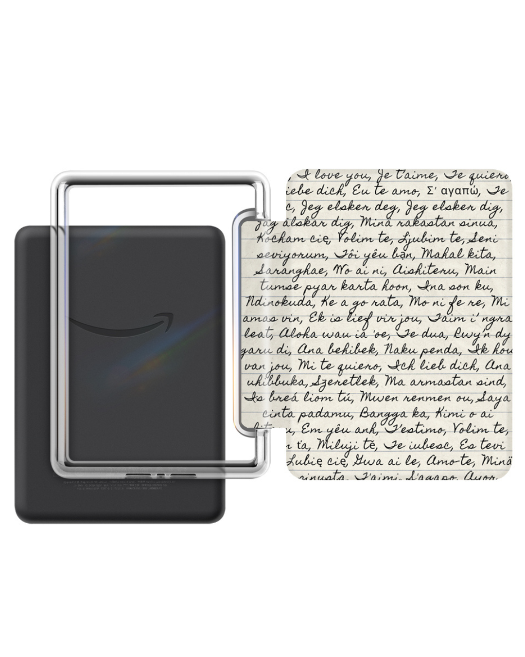 Bookish Kindle 12th Gen 7" Cases with Strap Soft Close Auto Wake Foldable Stylish Front Design Clear Back for Stickers or Inserts