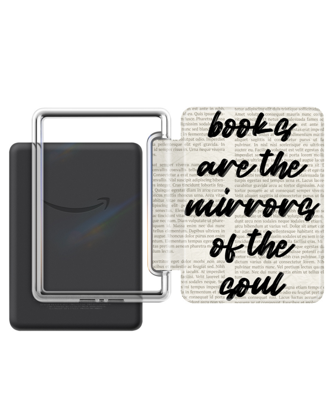 Bookish Kindle 12th Gen 7" Cases with Strap Soft Close Auto Wake Foldable Stylish Front Design Clear Back for Stickers or Inserts