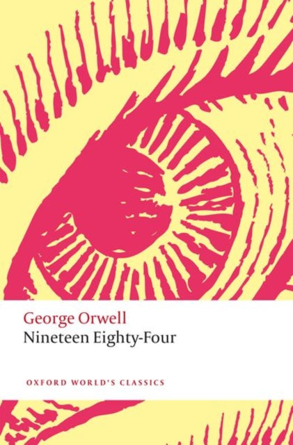 George Orwell's Nineteen Eighty-Four book cover with an eye motif.