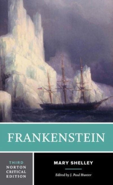 Frankenstein A Norton Critical Edition book cover with a ship and icebergs.