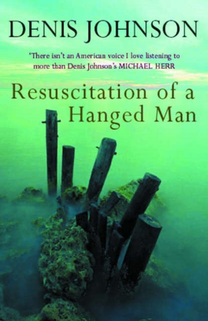 Resuscitation of a Hanged Man book cover with wooden posts in water.