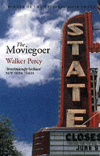 The Moviegoer by Walker Percy book cover featuring a vintage movie theater marquee.