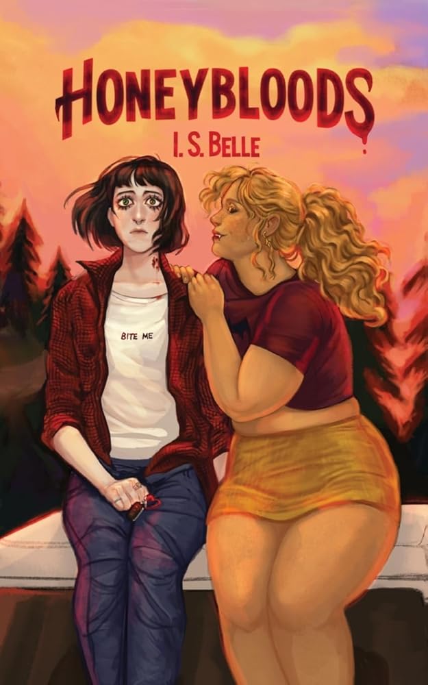Book cover for Honeybloods featuring two young women with a forest and sunset background.