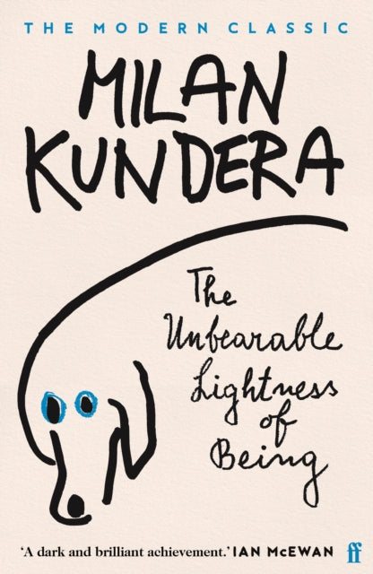 The Unbearable Lightness of Being book cover with dog illustration.