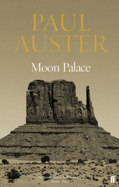 Moon Palace by Paul Auster, featuring a desert landscape with rock formations.
