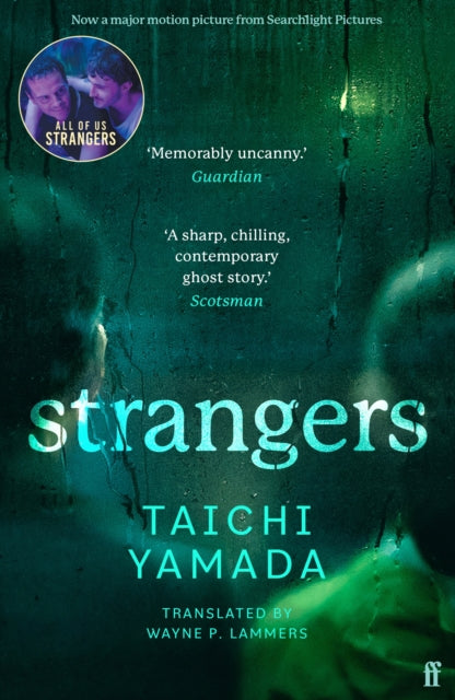 Book cover for "Strangers" by Taichi Yamada, featuring a dark, rainy background and the title in glowing letters.