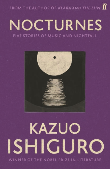 Book cover for Nocturnes by Kazuo Ishiguro with a graphic of a record.