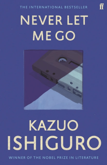 Never Let Me Go book cover with a cassette tape illustration.