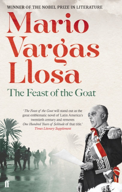 The Feast of the Goat book cover with author Mario Vargas Llosa and a quote.