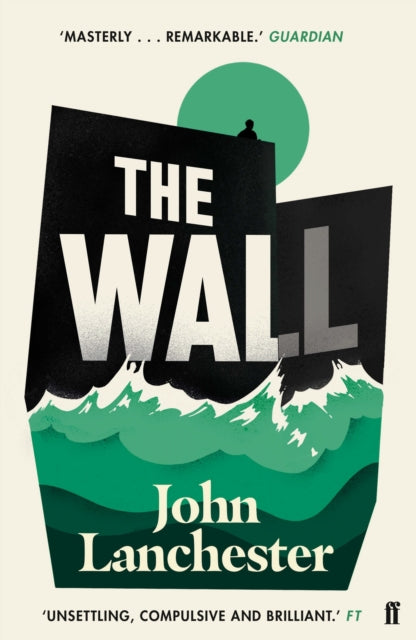 The Wall by John Lanchester book cover with a wall and waves.