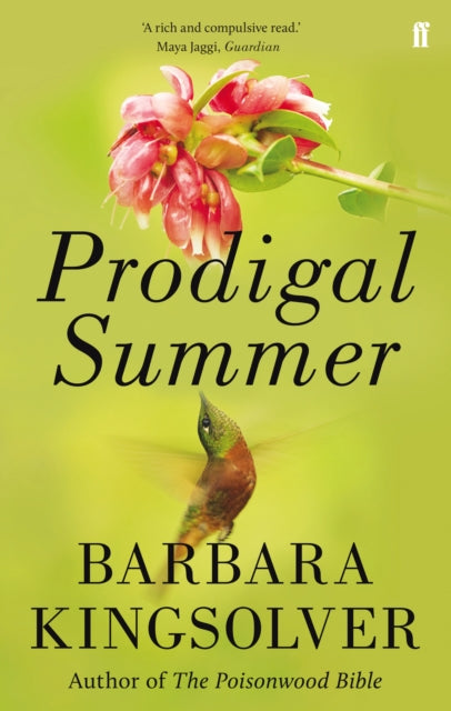 Book cover for Prodigal Summer by Barbara Kingsolver featuring flowers and a hummingbird.