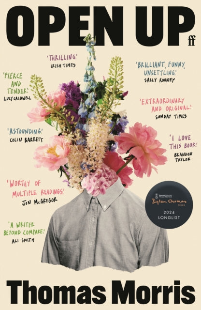Book cover for Open Up by Thomas Morris with floral imagery.