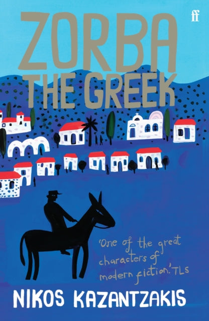 Zorba the Greek book cover with a silhouette of a man on a donkey.