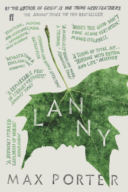 Book cover for Lanny by Max Porter featuring a green leaf.