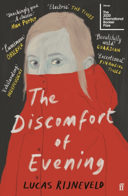 The Discomfort of Evening book cover with a person in a red coat.