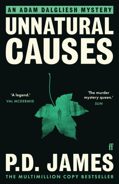 Unnatural Causes book cover with a leaf silhouette and a man in a forest.