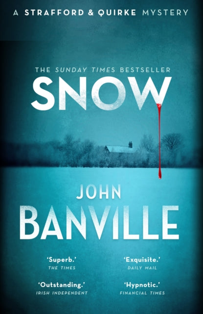 Snow by John Banville, a mystery novel cover with a snowy landscape and blood.