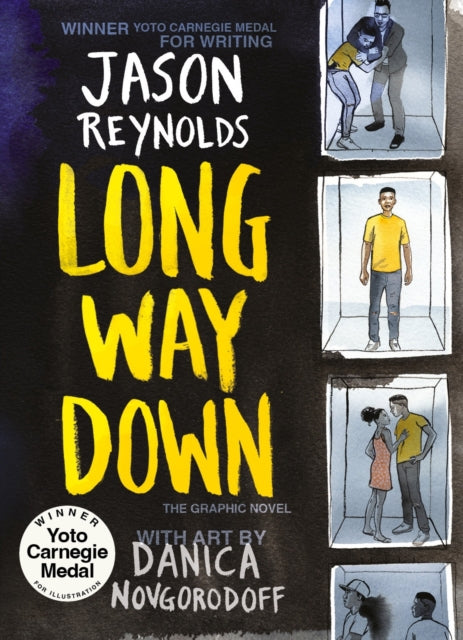 Long Way Down graphic novel cover with award badges.