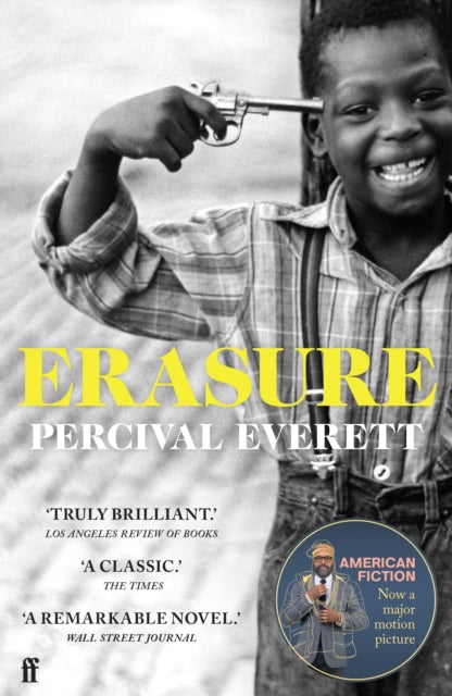 Book cover for Erasure by Percival Everett, featuring a boy with a gun to his head.
