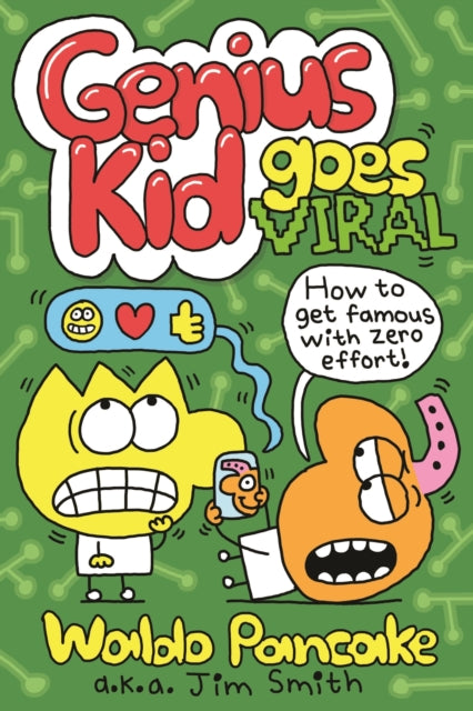Genius Kid Goes Viral book cover with cartoon characters.