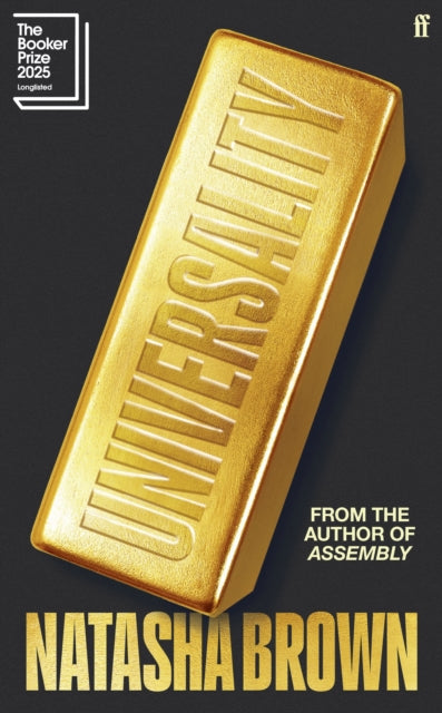 Book cover for Universality by Natasha Brown, featuring a gold bar.