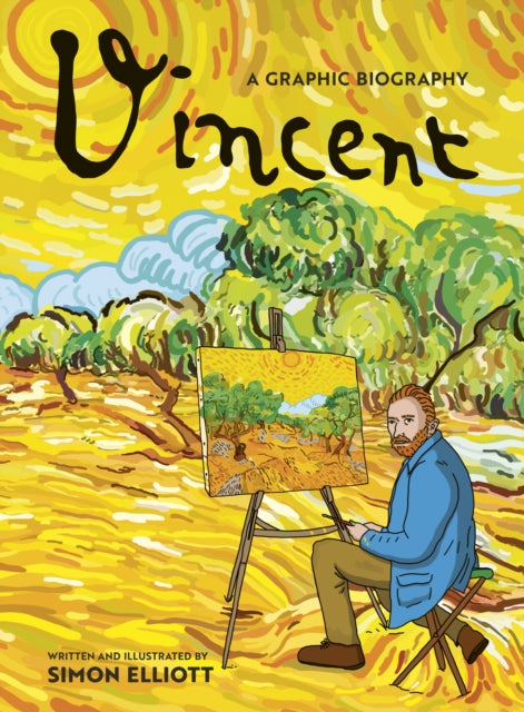 Vincent: A Graphic Biography book cover with Van Gogh painting outdoors.