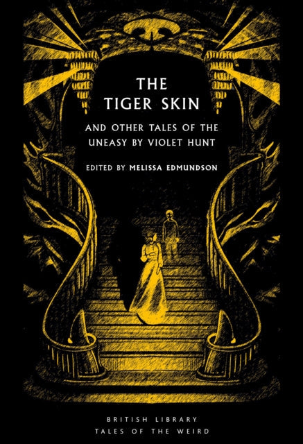 The Tiger Skin book cover with a yellow illustration of a staircase and two figures.