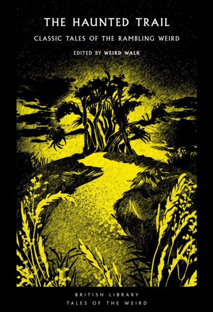 The Haunted Trail book cover with a yellow and black illustration of a spooky trail.