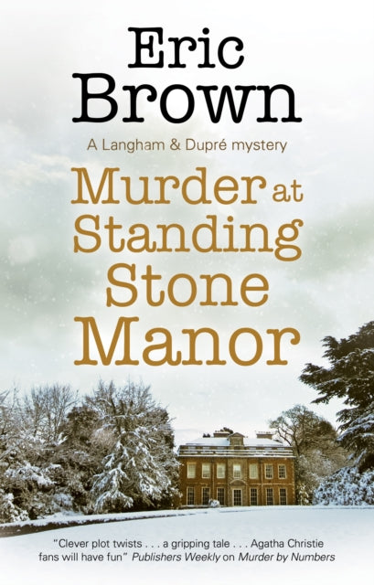 Murder at Standing Stone Manor book cover with a snowy estate.