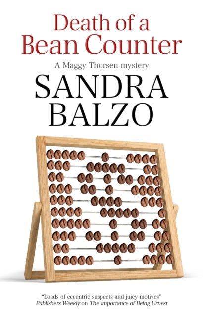 Death of a Bean Counter book cover with an abacus made of coffee beans.
