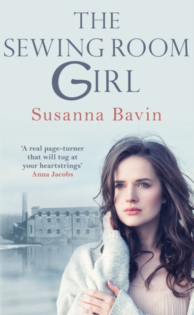 The Sewing Room Girl book cover featuring a woman and a building.