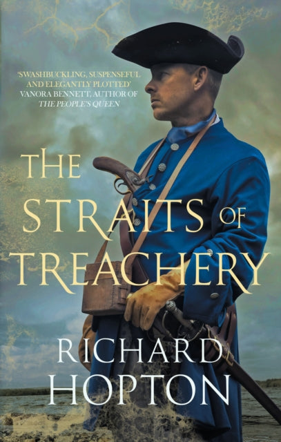 The Straits of Treachery book cover featuring a man in historical attire.