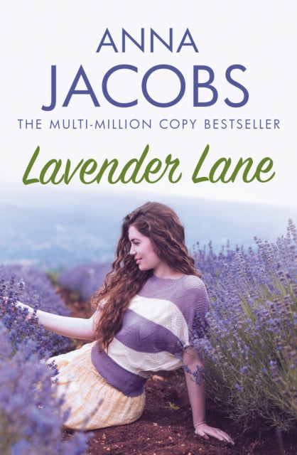 Book cover for Lavender Lane by Anna Jacobs featuring a woman in a lavender field.