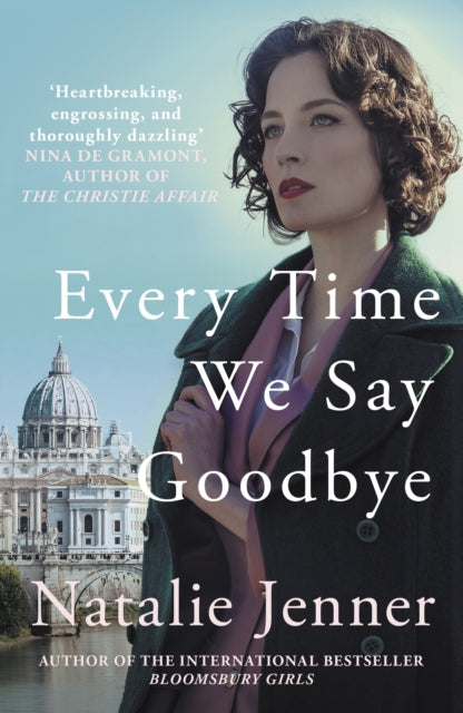 Every Time We Say Goodbye book cover featuring a woman in front of St. Peter's Basilica.