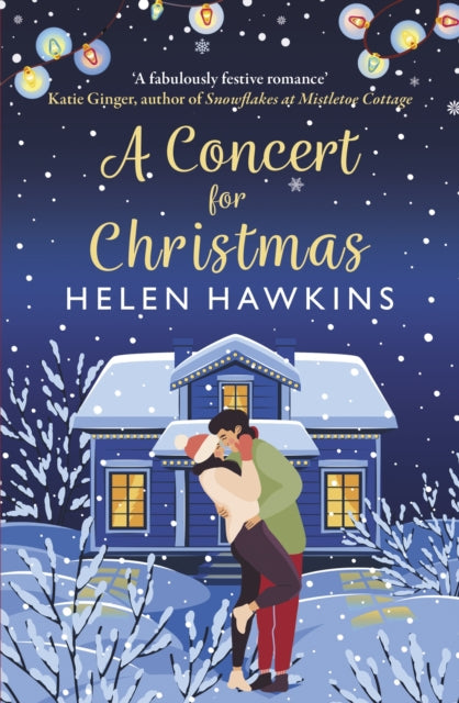 A Concert for Christmas book cover featuring a couple kissing in front of a snowy house.