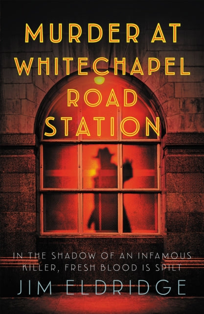 Murder at Whitechapel Road Station book cover with neon title and shadowy figures.