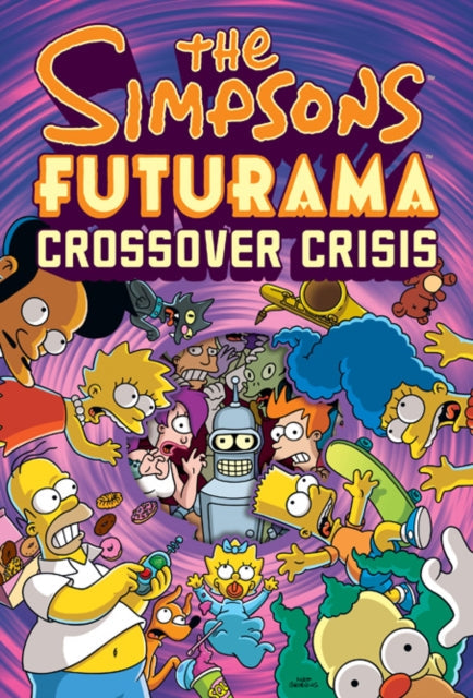 The Simpsons Futurama Crossover Crisis comic cover features characters from both shows.