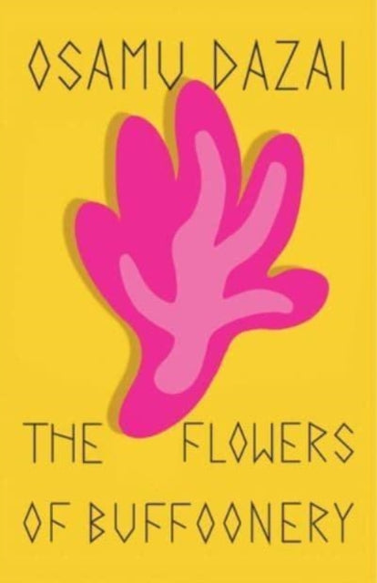 The Flowers of Buffoonery book cover with pink flower on yellow background.