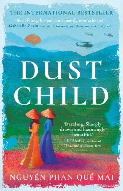 Dust Child book cover with Vietnamese women and helicopters.