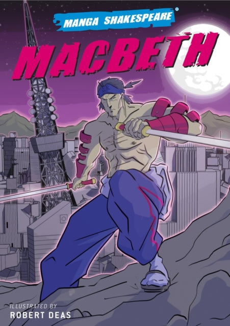 Manga Shakespeare Macbeth cover art with a muscular warrior holding swords.