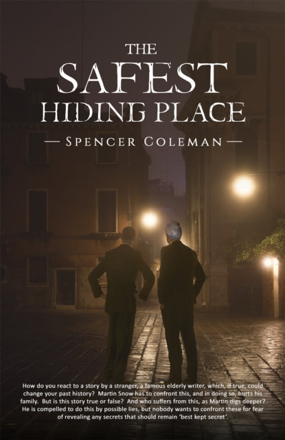 The Safest Hiding Place book cover with two men in suits on a street.