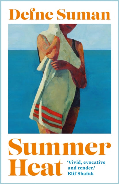 Book cover for Summer Heat by Defne Suman with a painting of a woman drying herself with a towel.