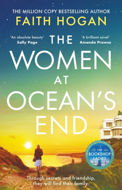 The Women at Ocean's End book cover with a sunset and a woman walking.