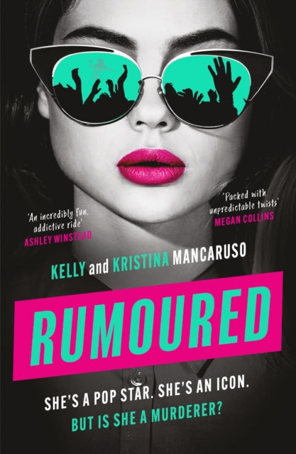 Book cover for "Rumoured" featuring a woman's face with sunglasses reflecting a crowd.