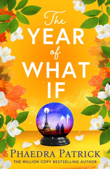 Book cover for "The Year of What If" with autumn leaves and flowers.