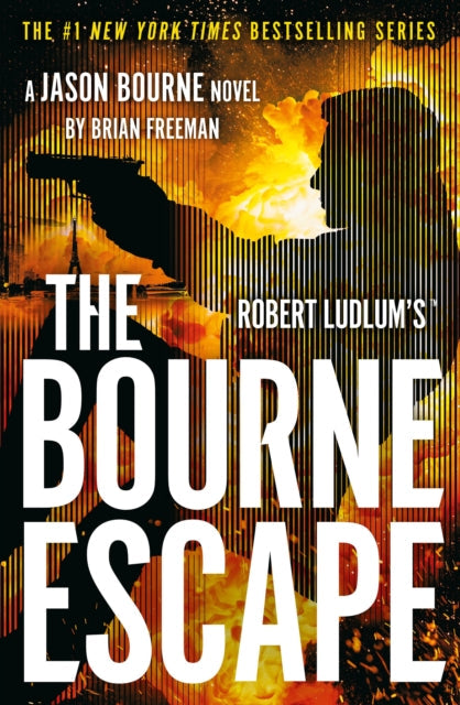 The Bourne Escape book cover features a silhouette of a person holding a gun against a fiery background.