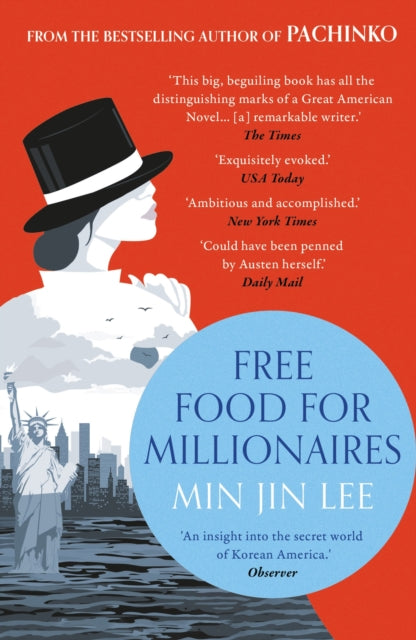 Free Food for Millionaires book cover with Statue of Liberty and city skyline.
