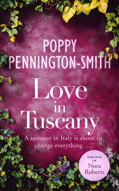 Love in Tuscany book cover with floral accents and text.