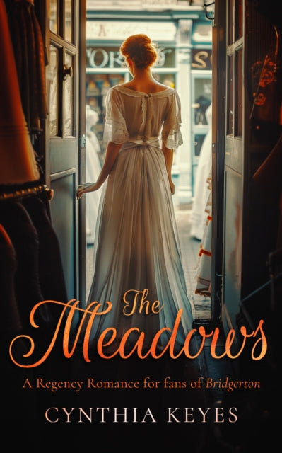 Book cover for "The Meadows" featuring a woman in a Regency dress.